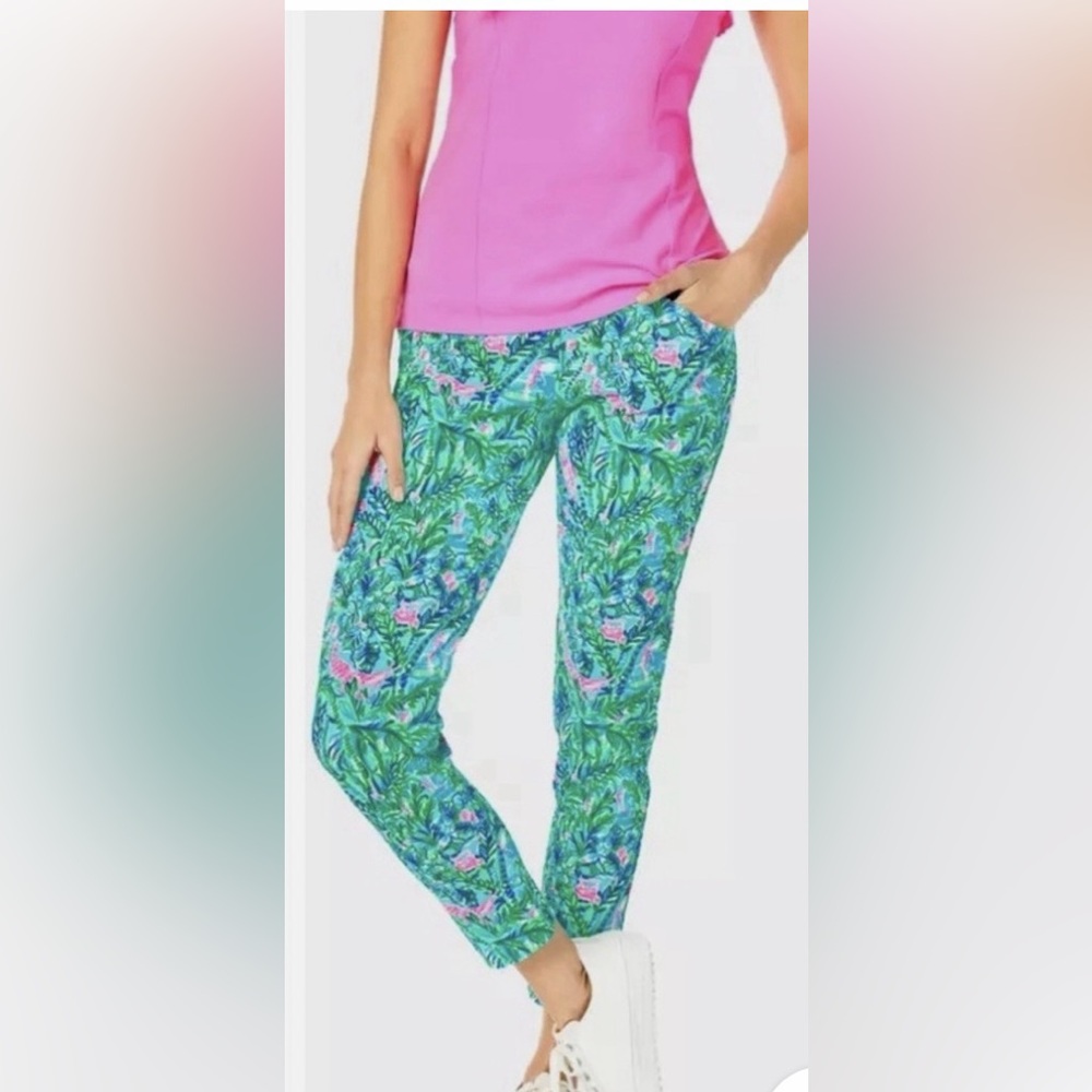 Lilly Pulitzer Luxletic Corso Pull On Golf Pants in Par Fection Print Size 14